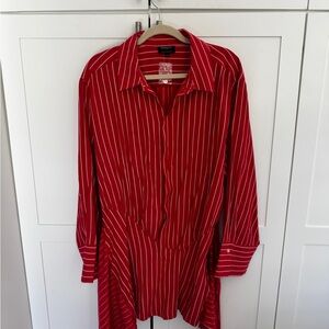 Bardot Red Striped Button-Up Dress